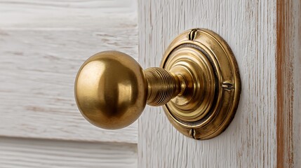 Fototapeta premium Close up of a brass doorknob on the wooden door 