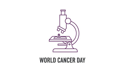 Obraz premium Microscope illustration for world cancer day awareness campaign with simple design and white background