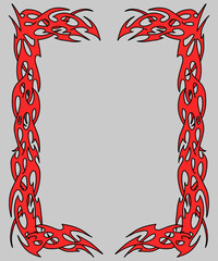 Red tribal frame design for flyer, poster or texts