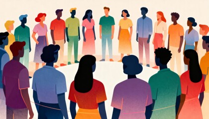 group of people in a row