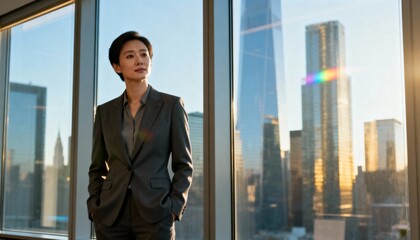 business woman looking at camera