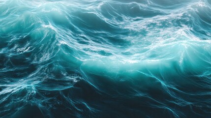 Serene Ocean Waves in Motion with Soft Turquoise Tones