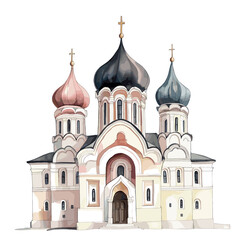 Obraz premium Alexander Nevsky Cathedral. Alexander Nevsky Cathedral watercolor vector illustration
