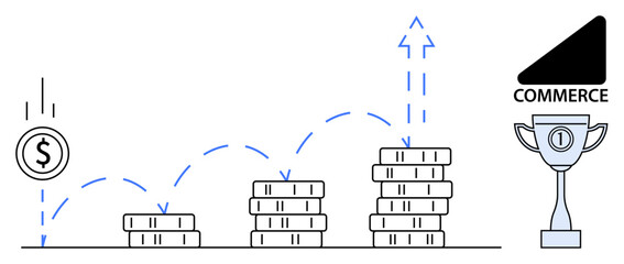 Financial growth concept. Visual elements depict financial strategies, success incentives, and commerce growth. Financial growth highlights profitability trends and investment achievement. Ideal
