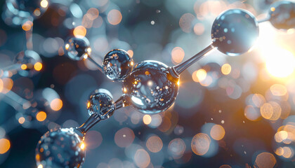 Molecular Brilliance: A detailed close-up of a molecular structure, showcasing the intricate connections of atoms, with a luminous bokeh background.