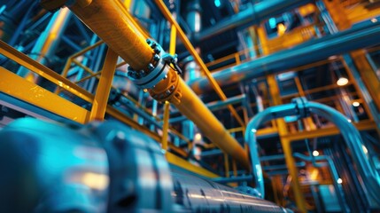 Industrial Pipeline System in a Modern Factory Setting