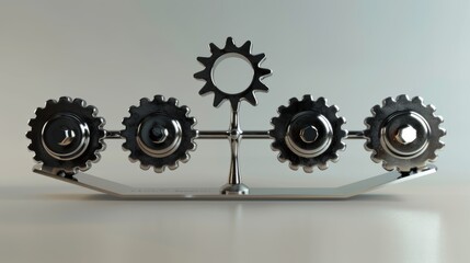 Metal Gears on a Balancing Scale Displaying Precision Engineering