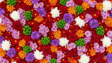 Colorful Clustered Flowers Pattern Background.