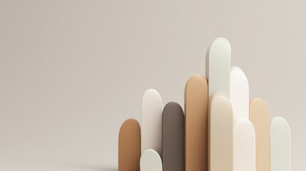 Minimalist Abstract Sculpture Arrangement in Soft Earth Tones