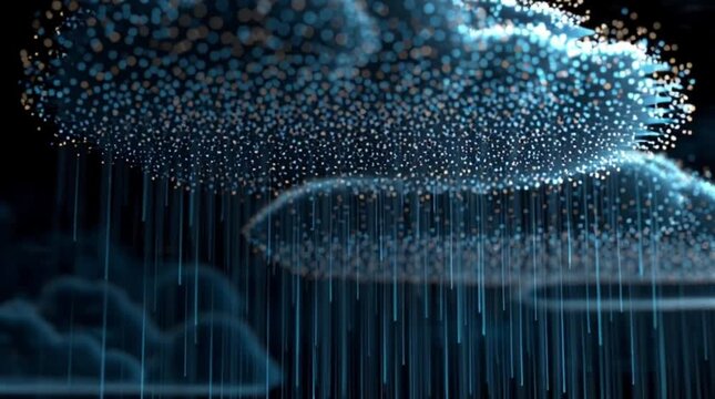 Futuristic cloud computing with glowing blue particles