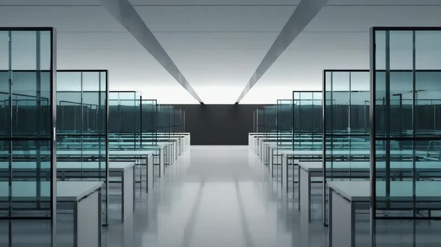 Cinematic Office Rows 4K Footage