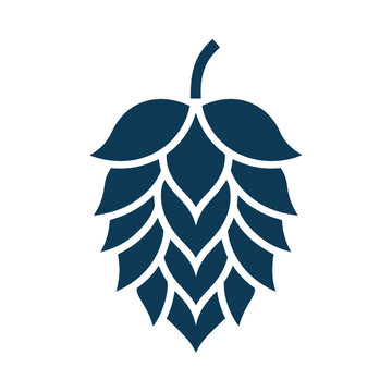 a dark blue hop cone logo on a white background