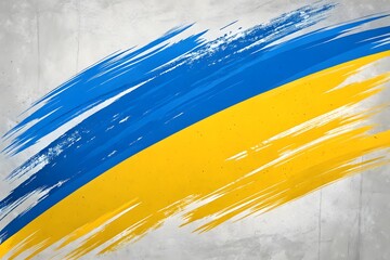 Blue and Yellow Brush Stroke Abstract Background on Textured Surface