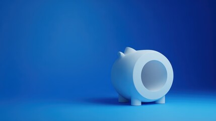 White Piggy Bank on Blue Background for Savings and Finance Concepts