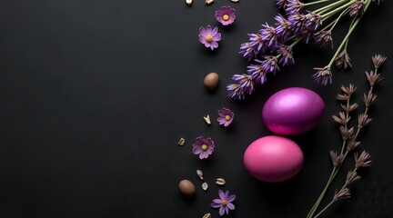 Modern Minimalist Easter Flat Lay with Fuchsia