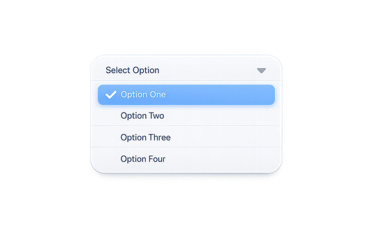 Dropdown menu with a transparent background selection: Option One.