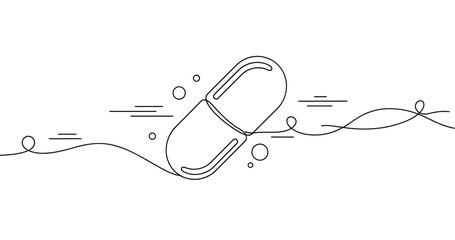 Obraz premium Abstract line art of a capsule with curved lines and circles. No editable strokes