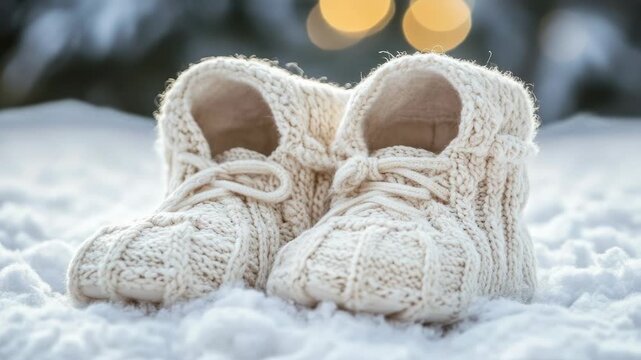 Video A pair of baby shoes left behind in the snow, often seen as a symbol of loneliness or abandonment