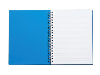 Blue spiral notebook isolated on transparent background