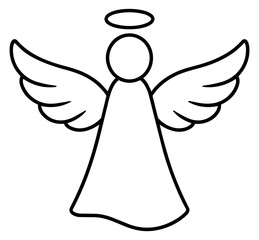Fototapeta premium Simple line art illustration of an angel depicting a spiritual symbol for holiday designs