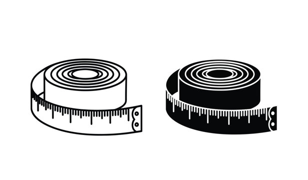 Two flexible measuring tapes in black and white for measurement and construction concepts