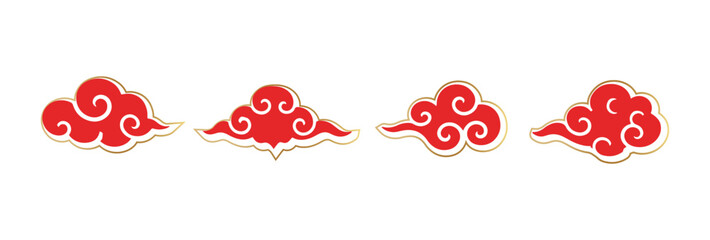 Chinese auspicious cloud set. Traditional oriental cloud ornament vector collection