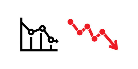 Declining graph with red downward arrow indicating loss or decrease
