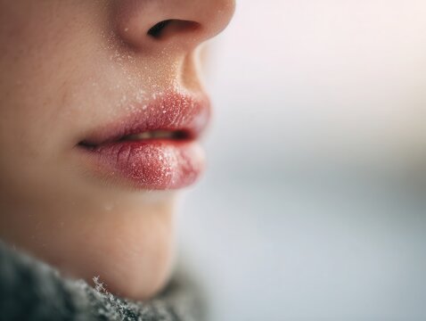 lips in cold winter light