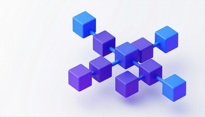 Obraz premium Abstract 3D Linked Cubes in a Chain Formation on Minimal Background