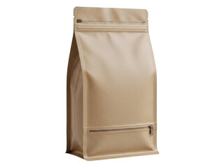 Brown kraft paper coffee bag isolated on transparent background