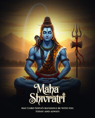 Happy Maha Shivratri 2026 &ndash; Divine Lord Shiva Blessings Social Media Poster