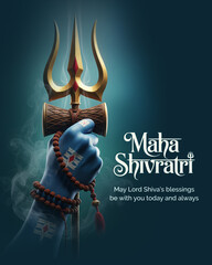 Happy Maha Shivratri 2026 &ndash; Divine Lord Shiva Blessings Social Media Poster