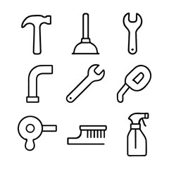 Collection of various tools and equipment for maintenance and repair tasks displayed neatly