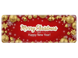 Elegant christmas and new year greeting isolated on transparent background