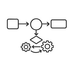 Obraz premium Business Process Automation and Workflow Diagram Icon