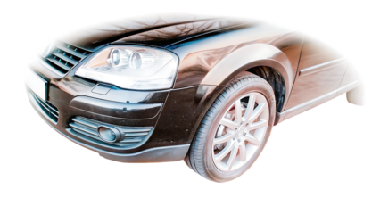 Brown car front on white background isolated on a transparent background vehicle wheel