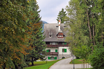 Obraz premium Beautiful old villa in forest, Lake Bled, Slovenia
