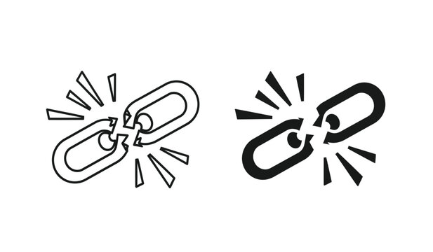 Two broken chain links with explosive burst symbolizing freedom and separation