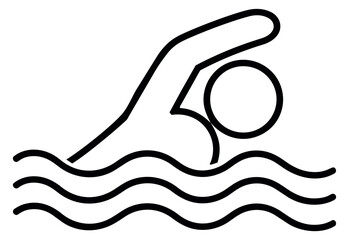 Line art illustration of a person depicting swimming motion for a sports icon