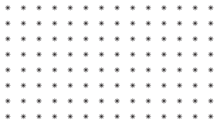 Geometric grid pattern of black eight-pointed asterisk or sparkle symbols on white