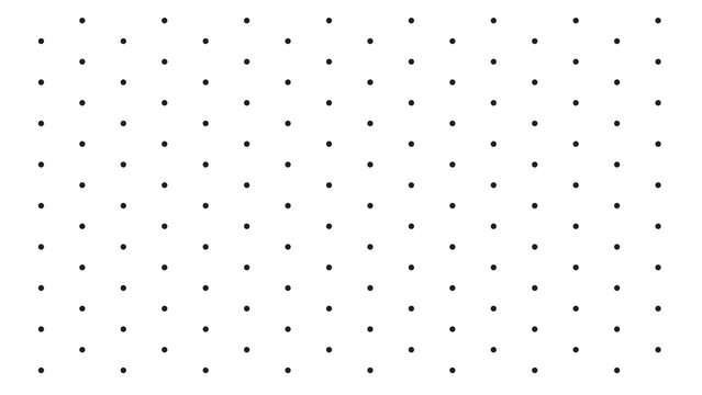 Timeless staggered polka dot pattern with black circles on a white background
