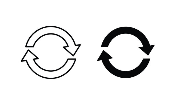 Black and white circular arrow icons for swap or exchange concepts