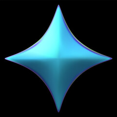 Obraz premium Blue star realistic 3D vector, four-pointed star space galaxy emoji, spark, GUI rating award achievement, Y2K decoration