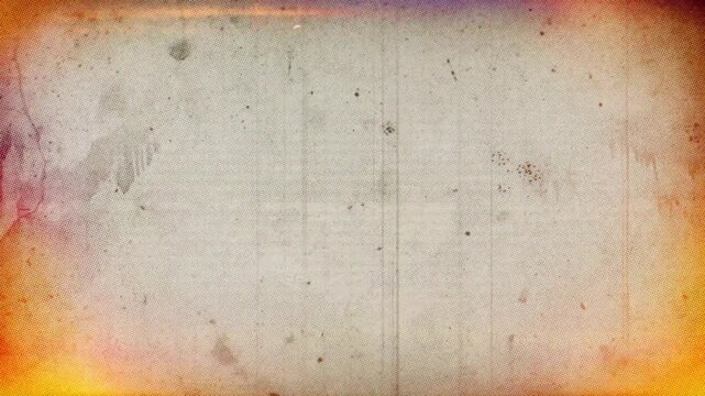 Vintage looping film strip background. 4K reel clutter old tv grain noise frame. Videotape texture overlay with scratches and dirt stains. Lens flare light leaks effect	