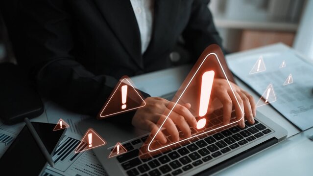 Cybersecurity alert warning showing red cyber for data breach, network threat, and cyber security system vulnerability with emphasis on security risk, caution, digital protection Marrow - Powered by Adobe