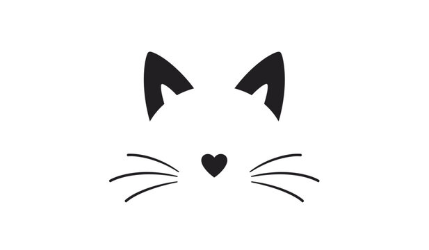 Cute cat face icon with heart shaped nose