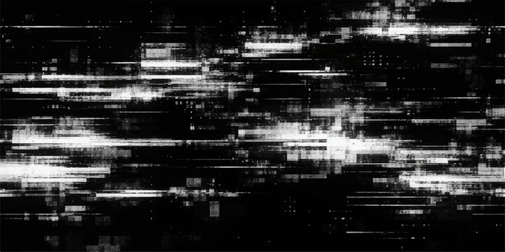 Seamless futuristic black and white abstract grunge background featuring a digital technology grid pattern with light data lines and a textured science backdrop design