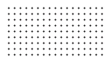 Minimalist black four-pointed stars pattern arranged in a grid on white background for modern design