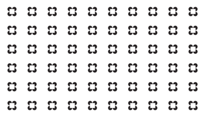 Black four-leaf clover pattern on white background arranged in a symmetrical geometric grid