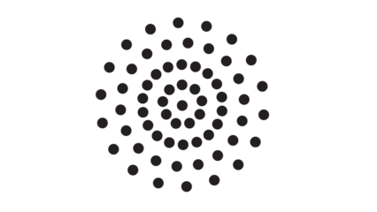 Radial pattern of black dots forming concentric circles on a white background for abstract design